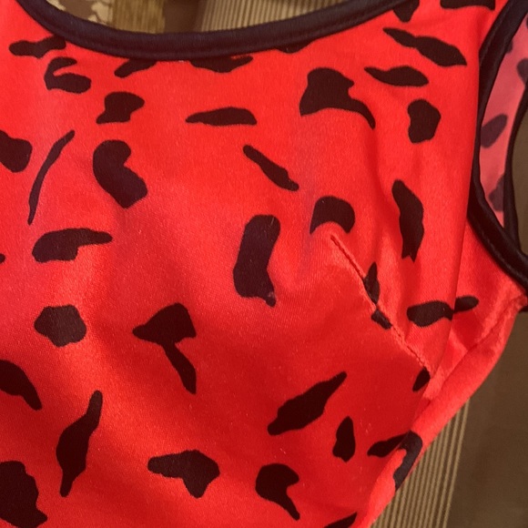 Bathing Suit - Size 8 Red/Black Animal Print- Looks Sharp - Picture 5 of 11